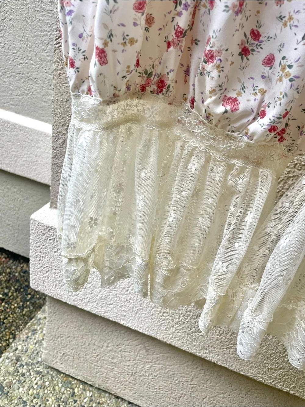 Cottagecore floral pantaloon style pants with lace hem